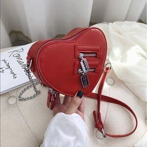 Heart-Shaped Red Crossbody Bag